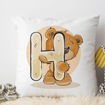 Χαριτωμένο Κάλυμμα Μαξιλαριού Ζώου κινουμένων σχεδίων για Παιδικό Δωμάτιο Watercolor AP Αγγλικό γράμμα εκτύπωσης Μαξιλαροθήκη Μαλακή μαξιλαροθήκη 45x45cm