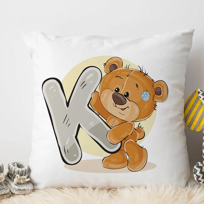 Χαριτωμένο Κάλυμμα Μαξιλαριού Ζώου κινουμένων σχεδίων για Παιδικό Δωμάτιο Watercolor AP Αγγλικό γράμμα εκτύπωσης Μαξιλαροθήκη Μαλακή μαξιλαροθήκη 45x45cm