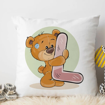 Χαριτωμένο Κάλυμμα Μαξιλαριού Ζώου κινουμένων σχεδίων για Παιδικό Δωμάτιο Watercolor AP Αγγλικό γράμμα εκτύπωσης Μαξιλαροθήκη Μαλακή μαξιλαροθήκη 45x45cm