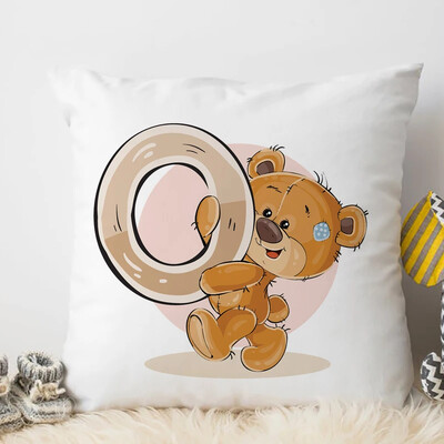 Χαριτωμένο Κάλυμμα Μαξιλαριού Ζώου κινουμένων σχεδίων για Παιδικό Δωμάτιο Watercolor AP Αγγλικό γράμμα εκτύπωσης Μαξιλαροθήκη Μαλακή μαξιλαροθήκη 45x45cm