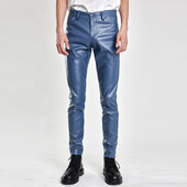 #2201 Μαύρο Λευκό Πράσινο Μπλε Πορτοκαλί Δερμάτινο Ανδρικό Παντελόνι Άνοιξη Καλοκαίρι Ανδρικό Ανδρικό Παντελόνι Μολύβι από συνθετικό Δέρμα Ανδρικό Λεπτό Plus μέγεθος 40