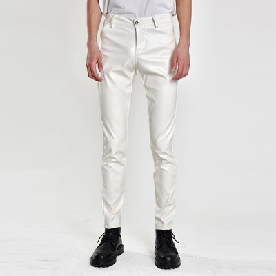 #2201 Μαύρο Λευκό Πράσινο Μπλε Πορτοκαλί Δερμάτινο Ανδρικό Παντελόνι Άνοιξη Καλοκαίρι Ανδρικό Ανδρικό Παντελόνι Μολύβι από συνθετικό Δέρμα Ανδρικό Λεπτό Plus μέγεθος 40