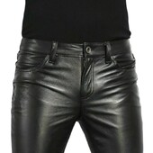 Мъжки кожени панталони Skinny Fit Еластични модни PU кожени мотоциклетни панталони Нощен клуб Парти и танцови панталони Тънки