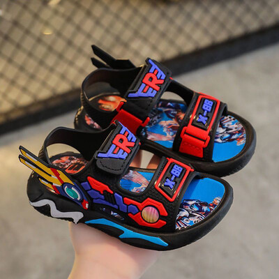 Berniukų basutės nuo 1 iki 12 metų minkštu padu neslystančios sandalai animaciniai apatiniai drabužiai maži ir vidutinio dydžio vaikiški paplūdimio sandalai