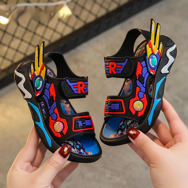 Berniukų basutės nuo 1 iki 12 metų minkštu padu neslystančios sandalai animaciniai apatiniai drabužiai maži ir vidutinio dydžio vaikiški paplūdimio sandalai