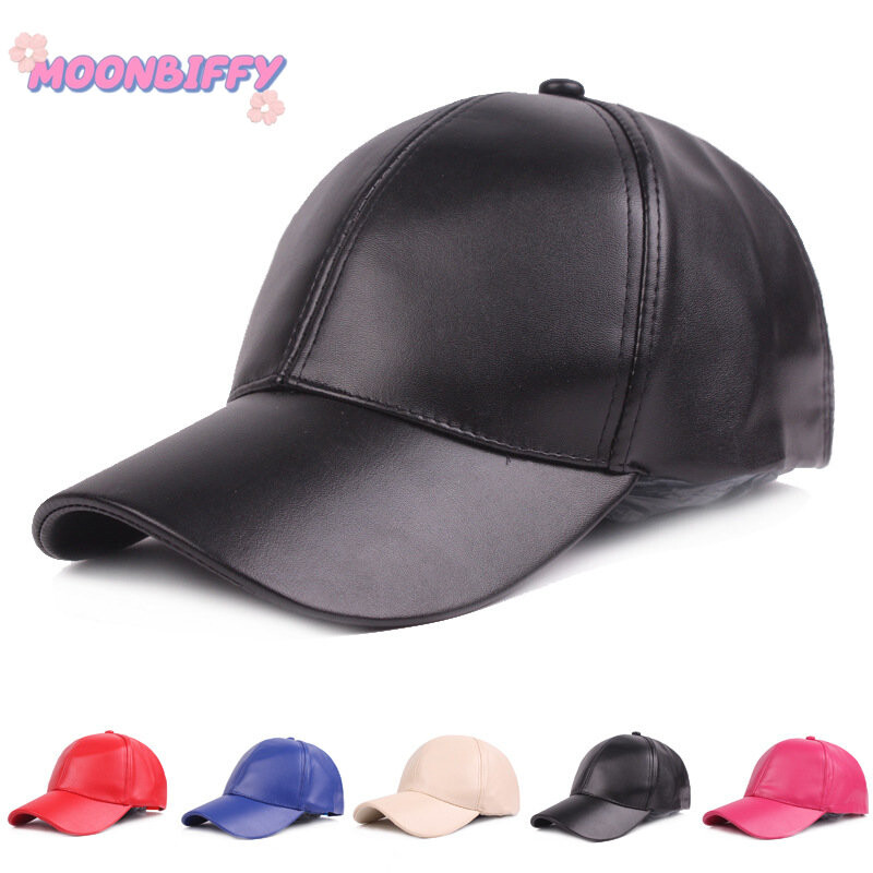 Must valge punane PU-nahast müts naistele Meeste kevadised pesapallimütsid Unisex Snapback Hip Hop Cap Kohandatud Bone Truckeri mütsid suvised
