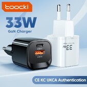 Toocki GaN USB Type C Charger Преносимо високоскоростно зарядно устройство за iPhone Xiaomi 13 Oneplus Realme PD3.0 QC3.0 PPS Мобилен мобилен телефон