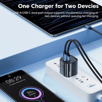 Toocki GaN USB Type C Charger Преносимо високоскоростно зарядно устройство за iPhone Xiaomi 13 Oneplus Realme PD3.0 QC3.0 PPS Мобилен мобилен телефон