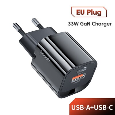 Toocki GaN USB Type C Charger Преносимо високоскоростно зарядно устройство за iPhone Xiaomi 13 Oneplus Realme PD3.0 QC3.0 PPS Мобилен мобилен телефон