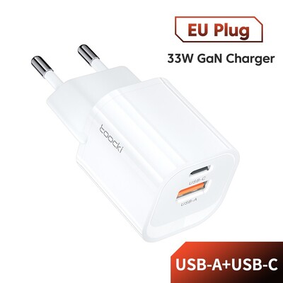 Toocki GaN USB Type C Charger Преносимо високоскоростно зарядно устройство за iPhone Xiaomi 13 Oneplus Realme PD3.0 QC3.0 PPS Мобилен мобилен телефон