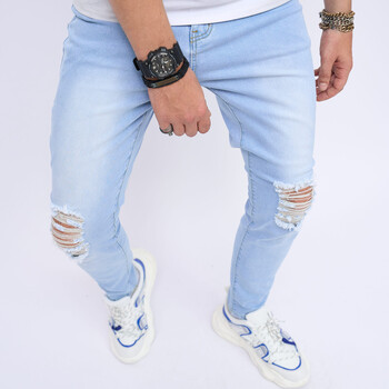 Street style Hip Hop Ripped Stylish Men Slim Pencil Τζιν Παντελόνι Τρύπες Stretch Denim Παντελόνι Ανδρικά Ρούχα