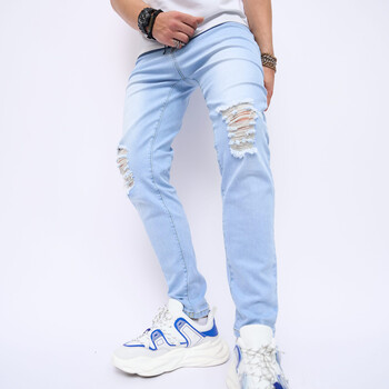 Street style Hip Hop Ripped Stylish Men Slim Pencil Τζιν Παντελόνι Τρύπες Stretch Denim Παντελόνι Ανδρικά Ρούχα