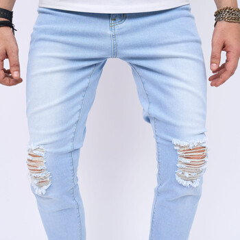 Street style Hip Hop Ripped Stylish Men Slim Pencil Τζιν Παντελόνι Τρύπες Stretch Denim Παντελόνι Ανδρικά Ρούχα