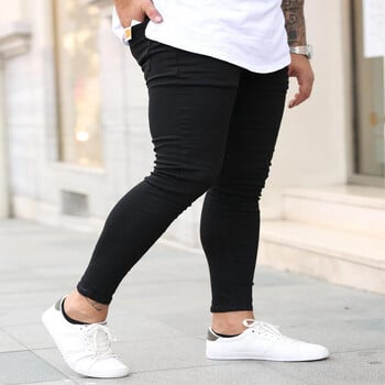 Ελαστική μέση Skinny Jeans Ανδρικά Μαύρα Business Casual Streetwear Jogger Παντελόνια Ανδρικά Τζιν Biker Slim Man Fashion Τζιν παντελόνι