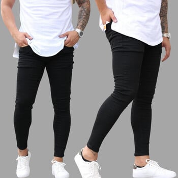 Ελαστική μέση Skinny Jeans Ανδρικά Μαύρα Business Casual Streetwear Jogger Παντελόνια Ανδρικά Τζιν Biker Slim Man Fashion Τζιν παντελόνι