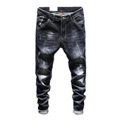 Ανδρικά σκισμένα τζιν Σκούρο μπλε Stretch Slim Fit Αναξιοπαθούντα Streetwear Τζιν παντελόνι Casual Retro Biker Jeans Man Παντελόνι Hiphop