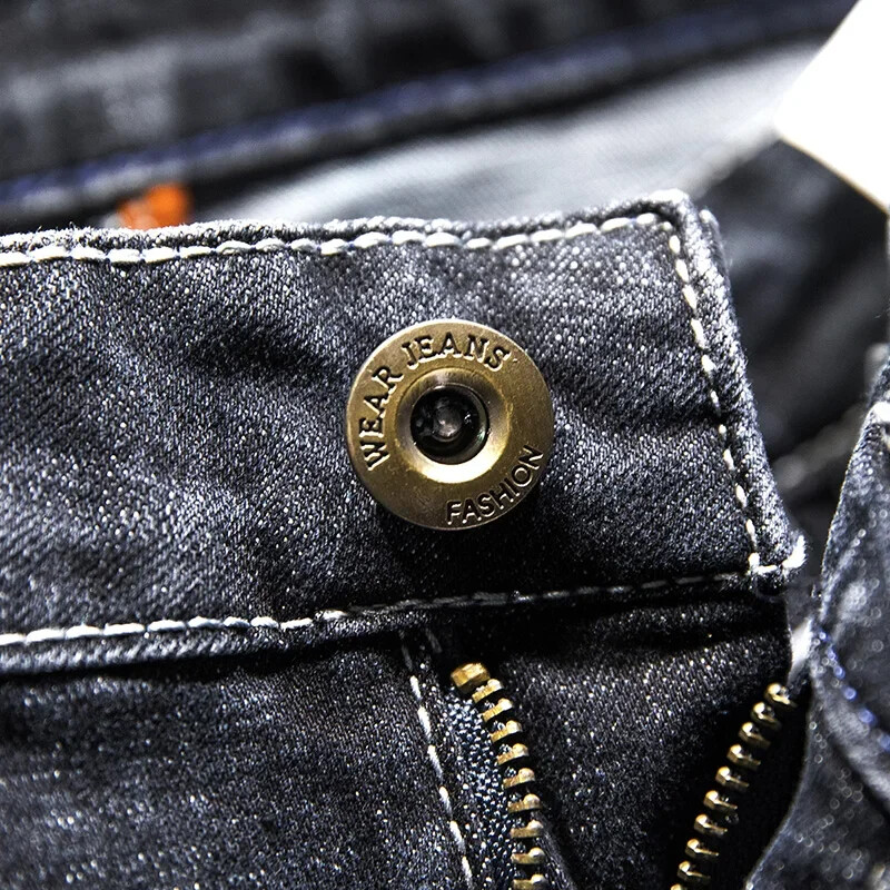 Ανδρικά σκισμένα τζιν Σκούρο μπλε Stretch Slim Fit Αναξιοπαθούντα Streetwear Τζιν παντελόνι Casual Retro Biker Jeans Man Παντελόνι Hiphop