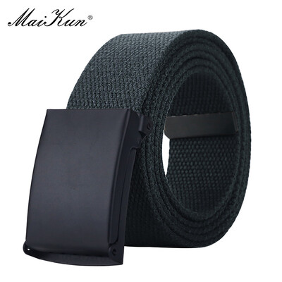 MaiKun Belt Платнени мъжки колани Метални плъзгащи се колани с катарама за мъже Мъжка военна тактическа каишка за панталони Дънки