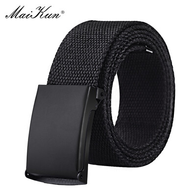 MaiKun Belt Платнени мъжки колани Метални плъзгащи се колани с катарама за мъже Мъжка военна тактическа каишка за панталони Дънки