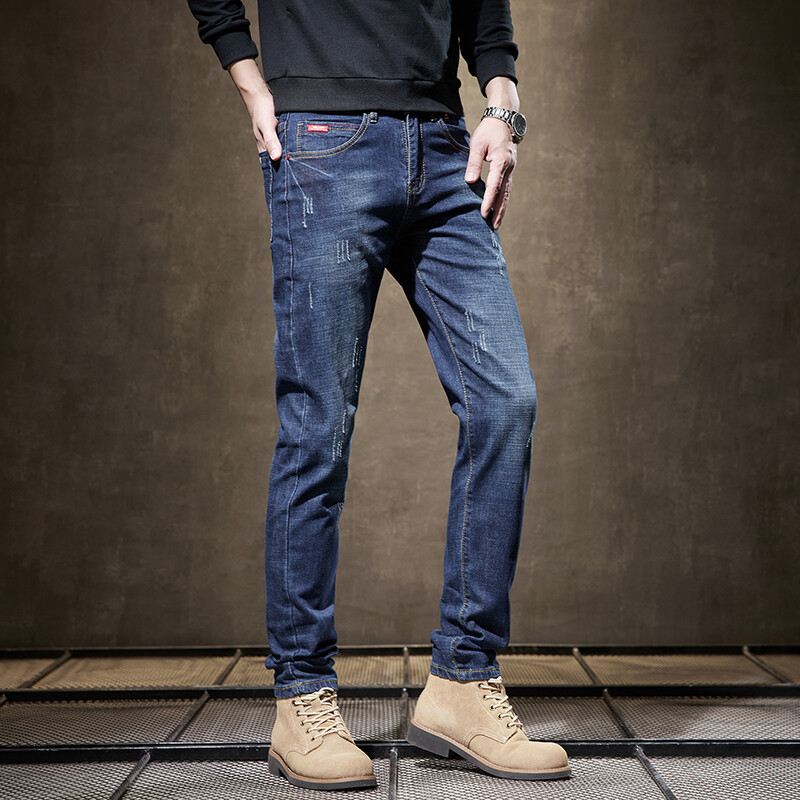 Ανδρικά ρούχα Λεπτά τζιν ίσια μόδα Κορεάτικο παντελόνι Little Feet Casual Comfort Κανονικό τζιν παντελόνι Streetwear
