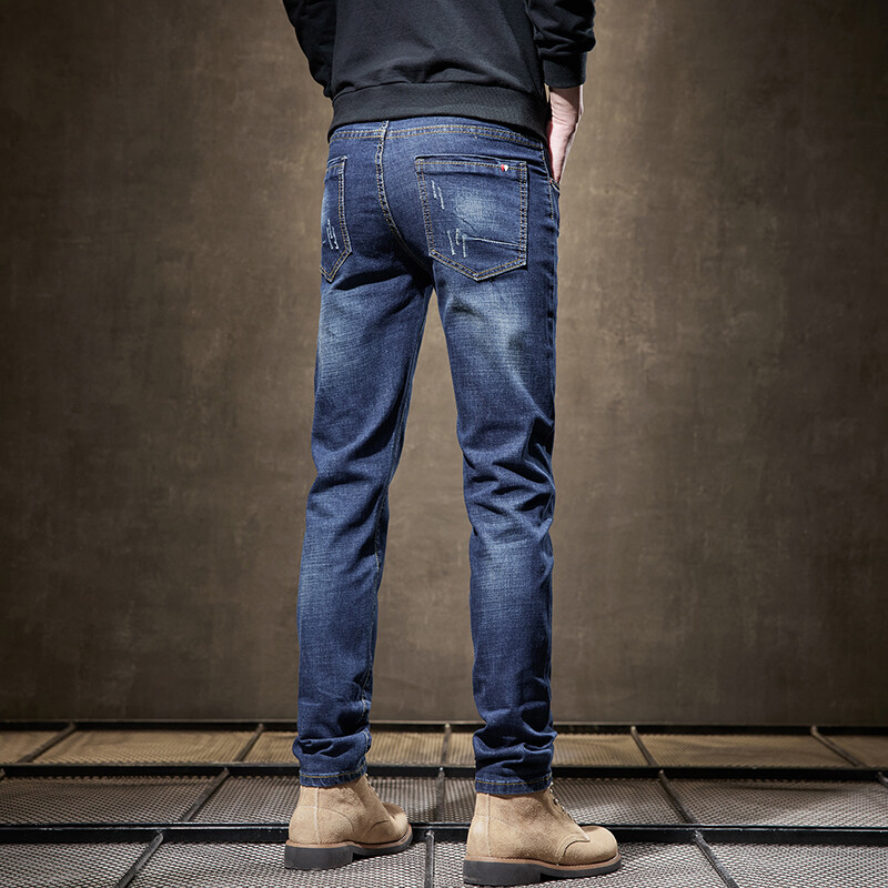 Ανδρικά ρούχα Λεπτά τζιν ίσια μόδα Κορεάτικο παντελόνι Little Feet Casual Comfort Κανονικό τζιν παντελόνι Streetwear