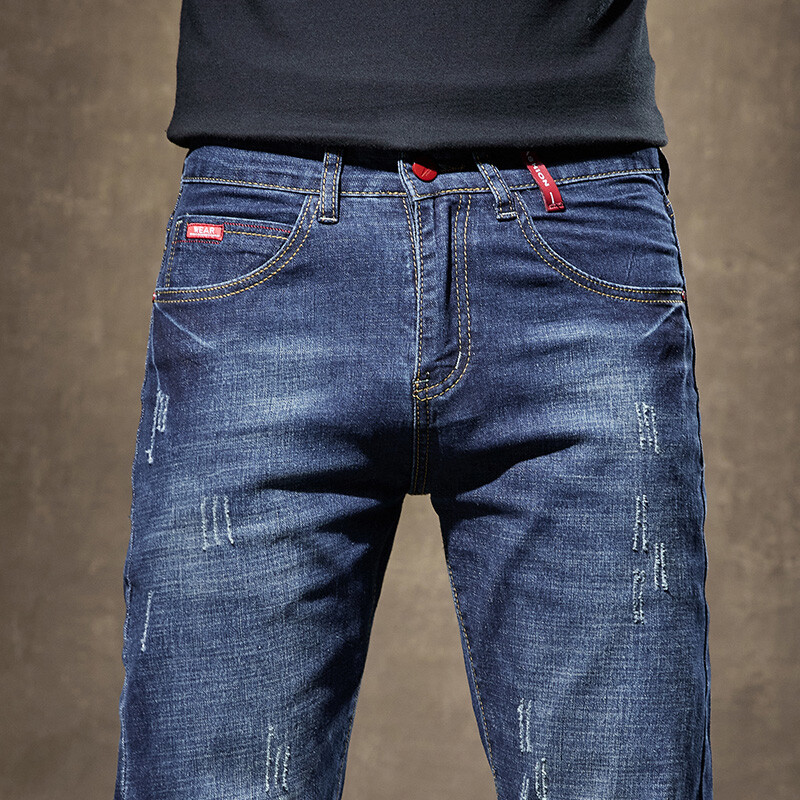 Ανδρικά ρούχα Λεπτά τζιν ίσια μόδα Κορεάτικο παντελόνι Little Feet Casual Comfort Κανονικό τζιν παντελόνι Streetwear