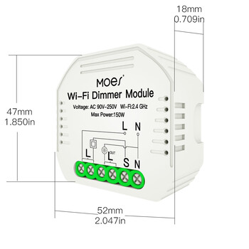 Moes DIY Smart WiFi Light LED Dimmer 1/2 Way Switch Smart Life/Tuya APP Τηλεχειριστήριο, Λειτουργεί με Alexa Echo Google Home