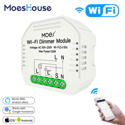 Moes DIY Smart WiFi Light LED Dimmer 1/2 Way Switch Smart Life/Tuya APP Τηλεχειριστήριο, Λειτουργεί με Alexa Echo Google Home