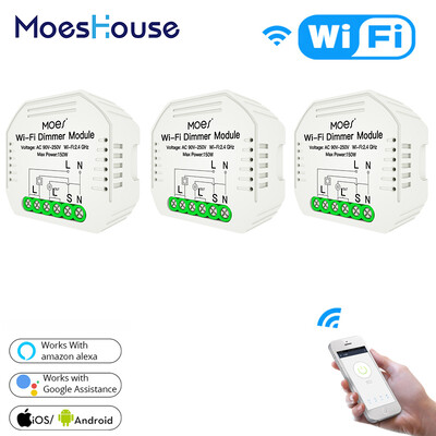 Moes DIY Smart WiFi Light LED Dimmer 1/2 Way Switch Smart Life/Tuya APP Τηλεχειριστήριο, Λειτουργεί με Alexa Echo Google Home