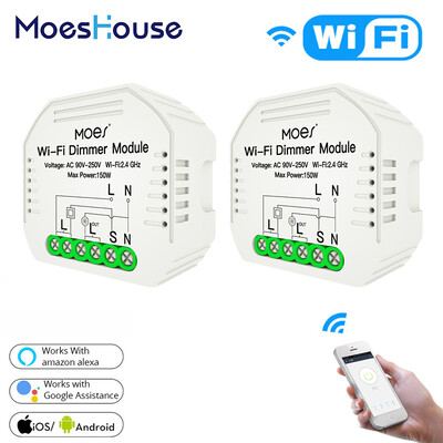 Moes DIY Smart WiFi Light LED Dimmer 1/2 Way Switch Smart Life/Tuya APP Τηλεχειριστήριο, Λειτουργεί με Alexa Echo Google Home