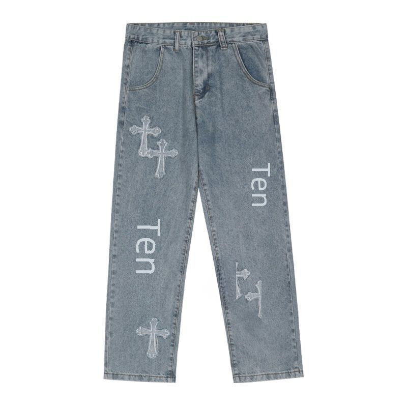 Trendikad ristpistes teksad meestele Hip-hop tänavarõivad Sirge säärega, avara kehaehitusega Laia säärega pikad püksid vabaaja stseen