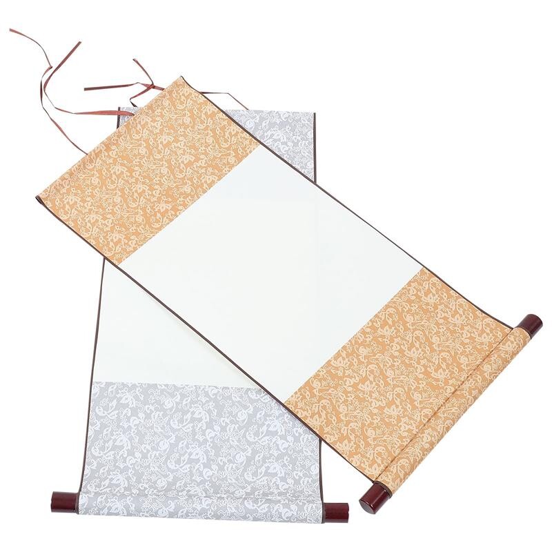 Χαρτί κύλισης 2 τεμ. Κενή ζωγραφική κινεζικής καλλιγραφίας Scrollshanging Xuan Τοποθέτηση τοίχου Ρολό γραφής σούμι σετ καμβάς Classic