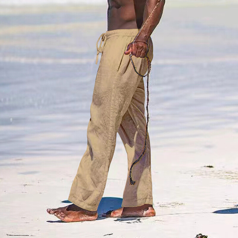 2023. Nova vanjska trgovina Europa i Amerika Ljetne muške ravne cijevaste prozračne pamučne konoplje široke opuštene sportske hlače