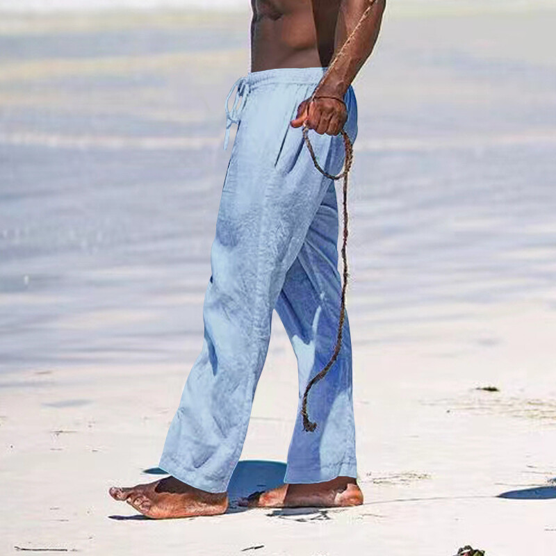 2023. Nova vanjska trgovina Europa i Amerika Ljetne muške ravne cijevaste prozračne pamučne konoplje široke opuštene sportske hlače