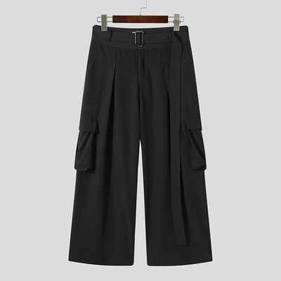 Stiilsed uued meeste peoetendused Pantalonid Laia säärega püksid Meeste Vöö Tugev Kõik sobivad Lihtsad püksid Kombinesoonid S-5XL INCERUN 2023