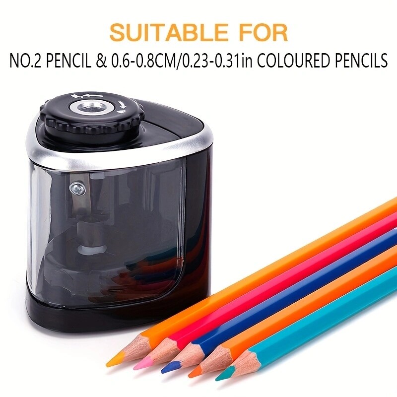 1 vnt elektrinis pieštukų drožtuvas, kūrybinis automatinis pieštukų drožtuvas, biuro reikmenys (baterija neįeina)