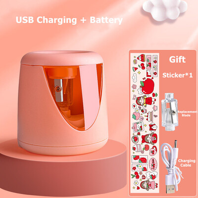 Automaatne elektriline pliiatsiteritaja USB-toiteallikas või akuga Kawaii armsad kirjatarbed õpilaste koolitarvete jaoks