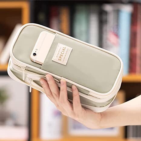 Kawaii rohelised pliiatsiümbrised suure mahutavusega pliiatsikoti kott Kingitus tüdrukule kontori üliõpilaskolledži kirjatarvete organiseerija koolitarbed