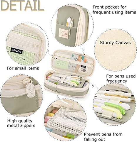 Kawaii rohelised pliiatsiümbrised suure mahutavusega pliiatsikoti kott Kingitus tüdrukule kontori üliõpilaskolledži kirjatarvete organiseerija koolitarbed