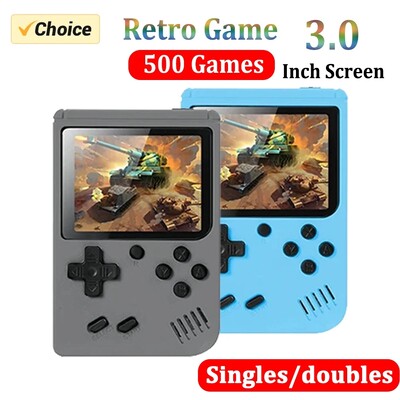 Mini consolă portabilă de jocuri video retro, portabilă, 8 biți, 3,0 inci, LCD color, player color pentru copii, încorporat în 500 de jocuri