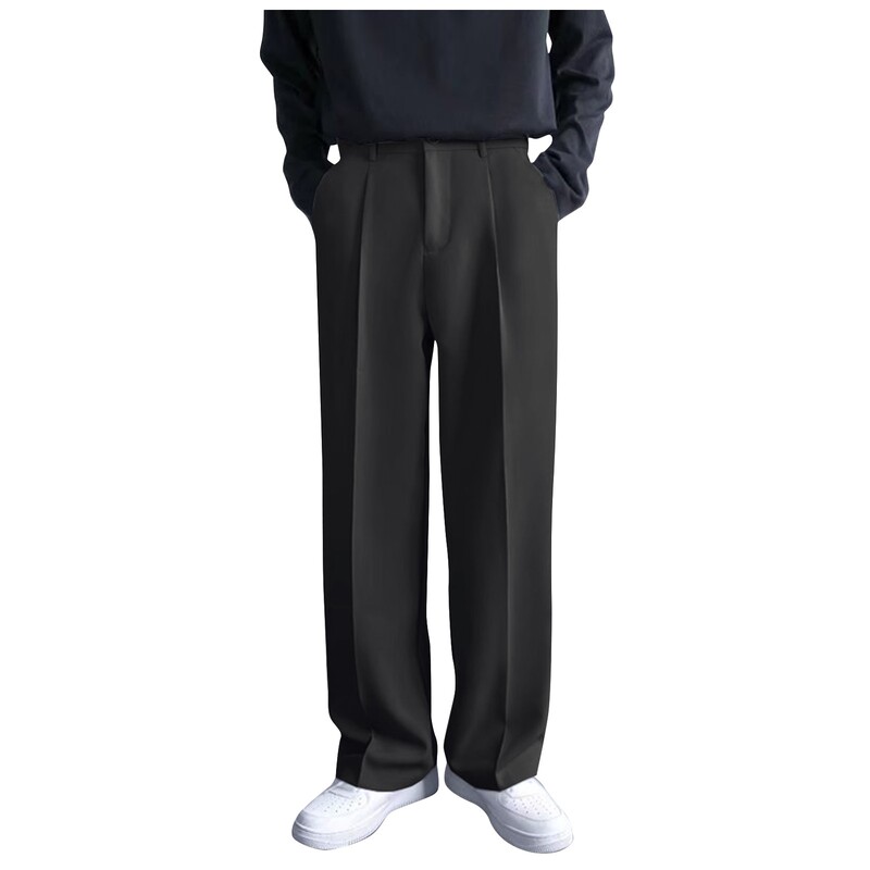 Meeste vabaajamood vabad ühevärvilised sirged püksid Klassikalised lihtsad ja mitmekülgsed pikad taskupüksid