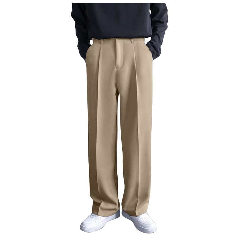 Meeste vabaajamood vabad ühevärvilised sirged püksid Klassikalised lihtsad ja mitmekülgsed pikad taskupüksid