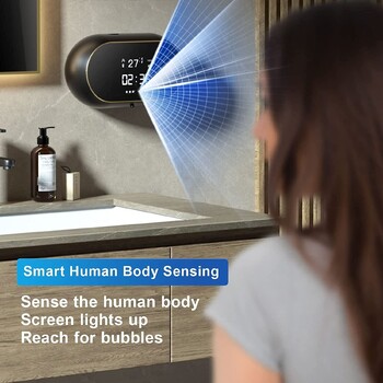 Creative Liquid Foam Soap Dispensers Time Temperature Display Human Body Induction Hand Wash Αδιάβροχο αυτόματο διανομέα σαπουνιού