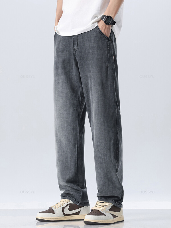 Brändirõivad Uus disain Suvine õhuke pehme Lyocell kangas Meeste teksad Sirged teksapüksid vabaaja püksid Meeste tänavarõivad 28-38