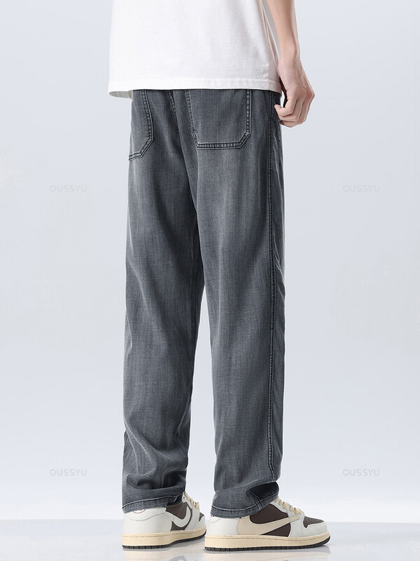 Brändirõivad Uus disain Suvine õhuke pehme Lyocell kangas Meeste teksad Sirged teksapüksid vabaaja püksid Meeste tänavarõivad 28-38