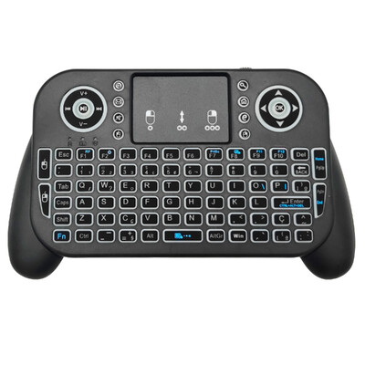 V8 2.4G mini juhtmeta klaviatuur 7 värvi taustavalgustusega Hispaania portugali Bluetooth Air Mouse kaugjuhtimispuldi puuteplaat Android TV Boxi jaoks