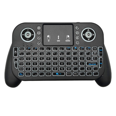 V8 2.4G mini juhtmeta klaviatuur 7 värvi taustavalgustusega Hispaania portugali Bluetooth Air Mouse kaugjuhtimispuldi puuteplaat Android TV Boxi jaoks
