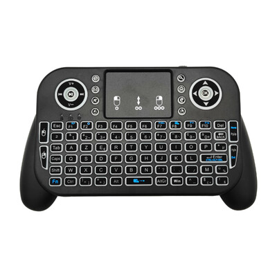 V8 2.4G mini juhtmeta klaviatuur 7 värvi taustavalgustusega Hispaania portugali Bluetooth Air Mouse kaugjuhtimispuldi puuteplaat Android TV Boxi jaoks