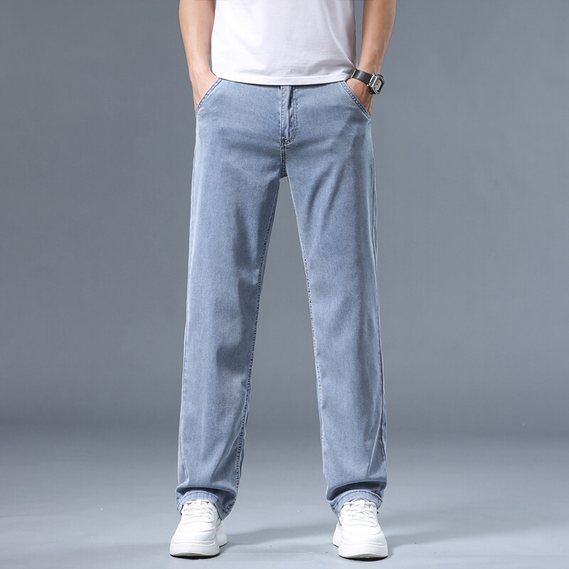 Letné tenké džínsy Four Seasons s voľnými rovnými nohavicami a širokými nohavicami Ice Silk