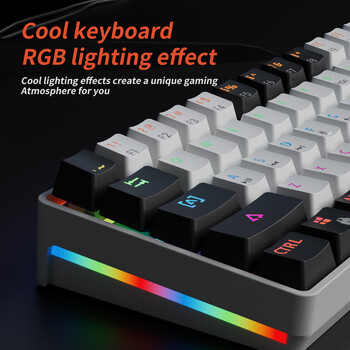 MUCAI MK61 USB игрална механична клавиатура Червен превключвател RGB подсветка с възможност за гореща смяна на 61 клавиша Кабелен отделящ се кабел